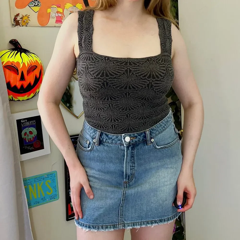 Intimately Free People Grey Tank Top Love Letter Cami Size M/L